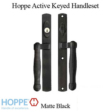 HOPPE HLS 9000 SLIDING DOOR HANDLE-SET, M574/2165N ACTIVE KEYED - MATTE BLACK